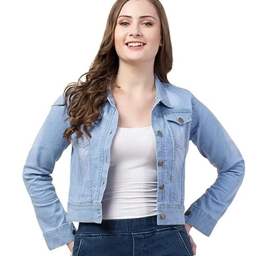 FUNDAY FASHION Womens Denim Standard Length Full Sleeve Solid Jacket