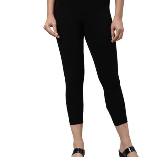 GO COLORS Women Soft Cotton Stretch Cropped Leggings
