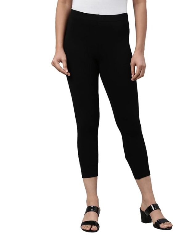 GO COLORS Women Soft Cotton Stretch Cropped Leggings