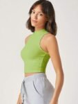 Women's & Girls' Solid Ribbed Crop Tank Top