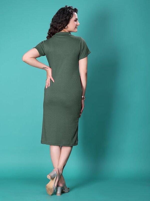 Women’s Ribbed Knit Midi Dress – Stylish V-Neck Bodycon Dress for Cocktail, Evening & Casual Outings