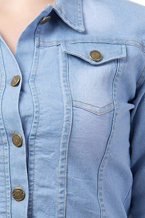FUNDAY FASHION Womens Denim Standard Length Full Sleeve Solid Jacket