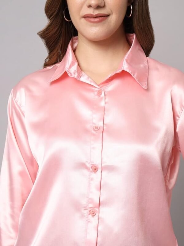 FUNDAY FASHION Women Solid Formal Satin Regular Fit Shirt