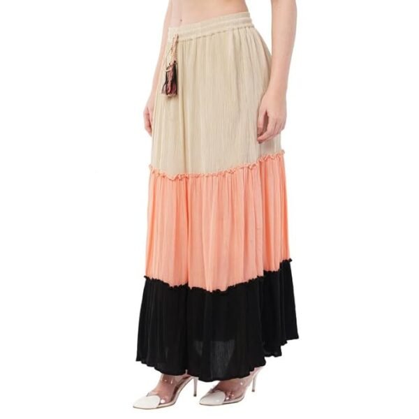 Women's Flared Tiered Skirt in Premium Crepe – A Statement Maxi for Casual Days, Vacations, or Festive Moods