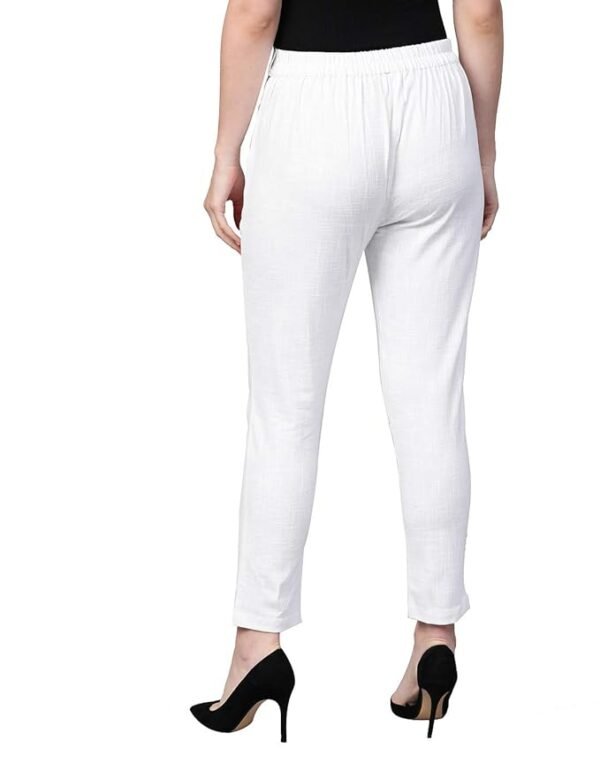 Yash Gallery Women's Regular Fit Mid Rise Solid Cotton Slub Ankle Length Regular Trouser Pant