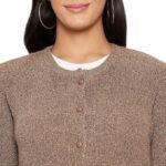 Clapton Embroidered Cable Knit Pure Wool Cardigan, Regular Fit, Round Neck, Full Sleeves,