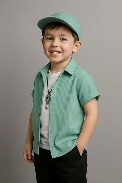 Boys Regular Fit Solid Casual Shirt with Spread Collar – Comfortable Shirts