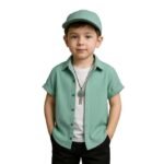 Boys Regular Fit Solid Casual Shirt with Spread Collar – Comfortable Shirts