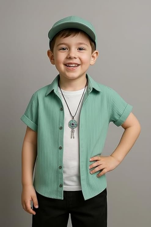 Boys Regular Fit Solid Casual Shirt with Spread Collar – Comfortable Shirts