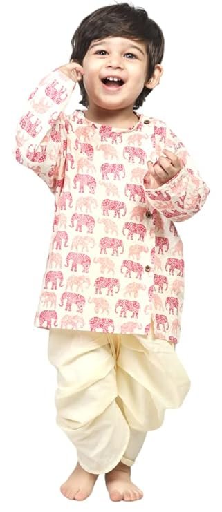 POLKA TOTS Elegant Traditional Dhoti Kurta Set for Baby Boys – Soft Cotton Ethnic Dress for Festivals And Weddings