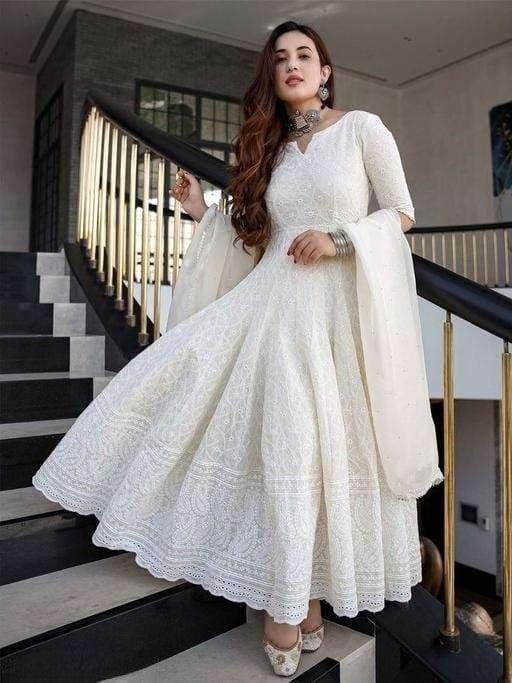 ANNI DESIGNER Pure Cotton Anarkali Kurta Palazzo Dupatta Set for Women