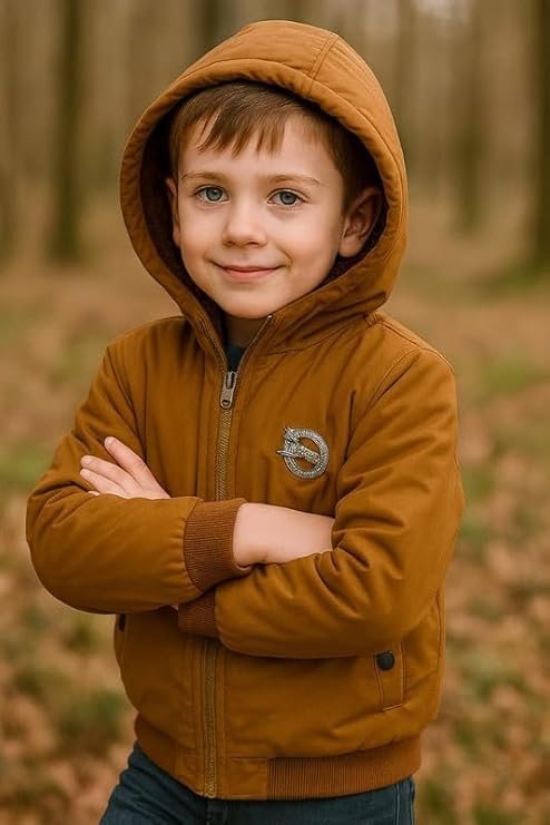 Krystle Boys Cold Weather Jacket with Hood | Kids Fleece Lined Winter Coat | Durable Zipper Outerwear (Black,2-3 Years) (Cool Dezine)