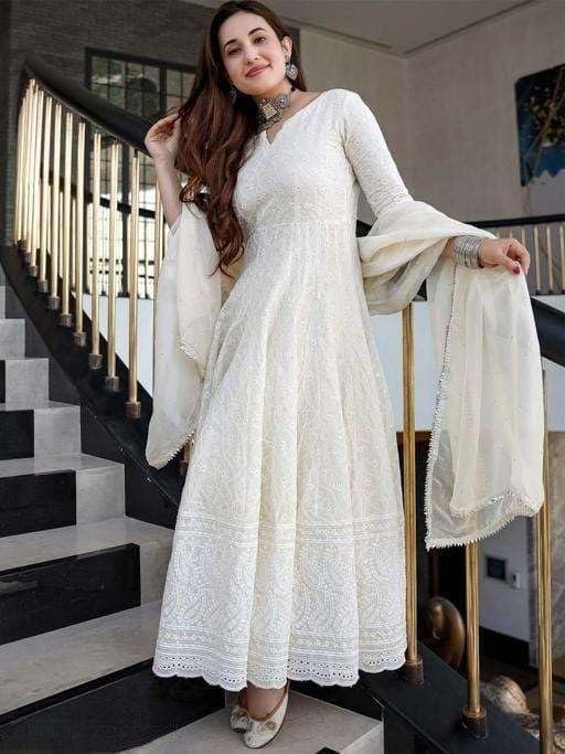 ANNI DESIGNER Pure Cotton Anarkali Kurta Palazzo Dupatta Set for Women