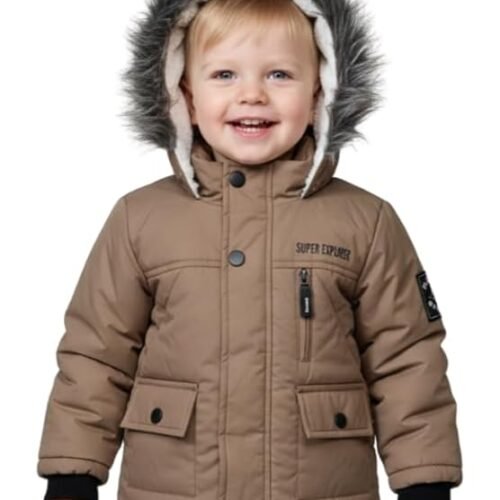 TUTE Stylish Infant Winter Jacket with Fur Hood & Sherpa Lining – Super Explorer Design