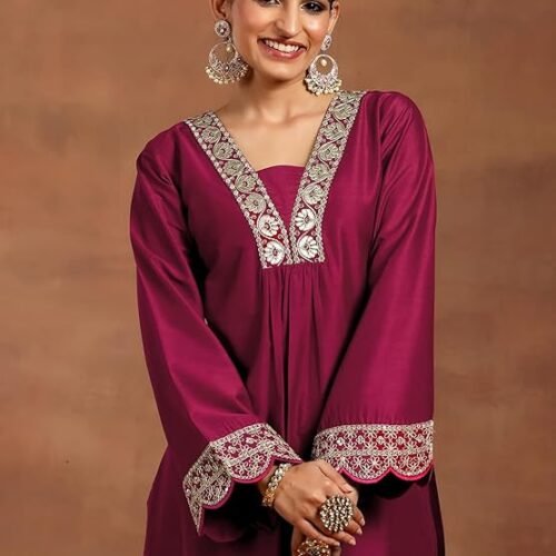 ANNI DESIGNER Pure Cotton Anarkali Kurta Palazzo Dupatta Set for Women