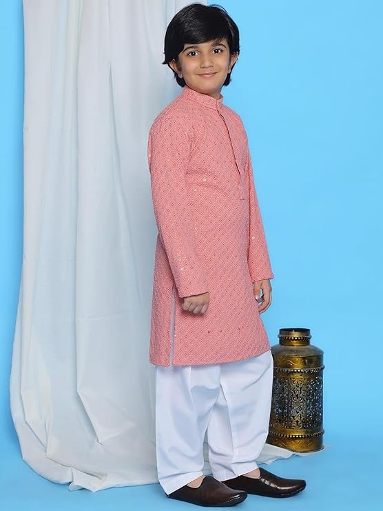 KGN Boys Cotton Blend Regular Self Desing/Kurta Pajama Set | KGN04 |