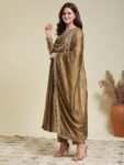 GoSriKi Women's Rayon Viscose Anarkali Printed Kurta with Palazzo & Dupatta