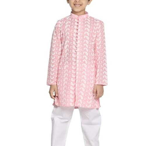 VASTRAMAY Boy's Cotton Printed Kurta Pyjama Set