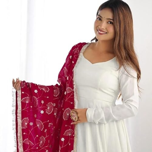 ANNI DESIGNER Women's Pure Cotton Anarkali Kurta Set for Women with Dupatta & Plazzo – Hand Block Print Suit Set | Stylish Dress | Cotton Kurta Set for Women