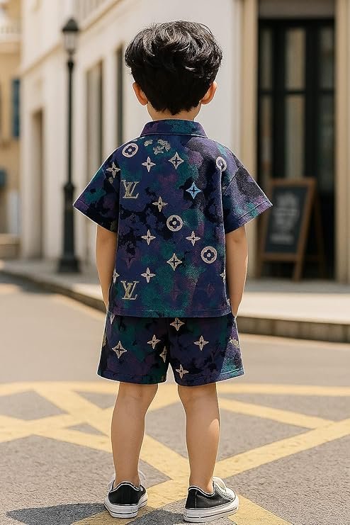 VASTRAMAY Boys Muslin Floral Kurta Set for Janmashtami, Diwali Ethnic Wear with Digital Print