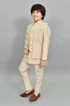 AHHAAAA Kids Indian Ethnic Velvet Waistcoat Silk Kurta Pyjama Set Bollywood Style Wedding Ethnic for Boys