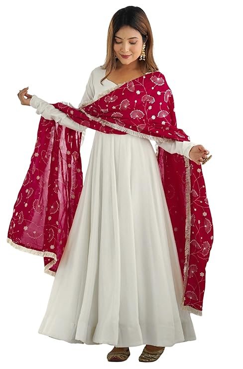 ANNI DESIGNER Women's Pure Cotton Anarkali Kurta Set for Women with Dupatta & Plazzo – Hand Block Print Suit Set | Stylish Dress | Cotton Kurta Set for Women