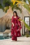 ANNI DESIGNER | Rayon Anarkali Printed Kurta Pant Dupatta Set