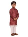 VASTRAMAY Boys' Muslin Kurta Patiala Set – Digital Floral Print, Eid Special Ethnic Wear