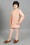 AHHAAAA Kids Ethnic Silk Blend Waistcoat Kurta Pyjama Sherwani Set For Boys
