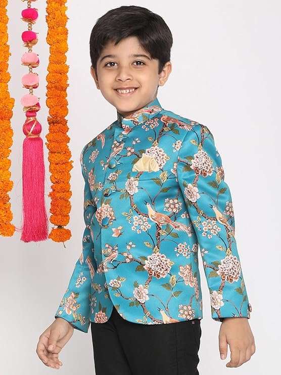 VASTRAMAY Boy's Cotton Printed Kurta Pyjama Set