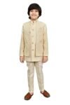 AHHAAAA Kids Indian Ethnic Velvet Waistcoat Silk Kurta Pyjama Set Bollywood Style Wedding Ethnic for Boys