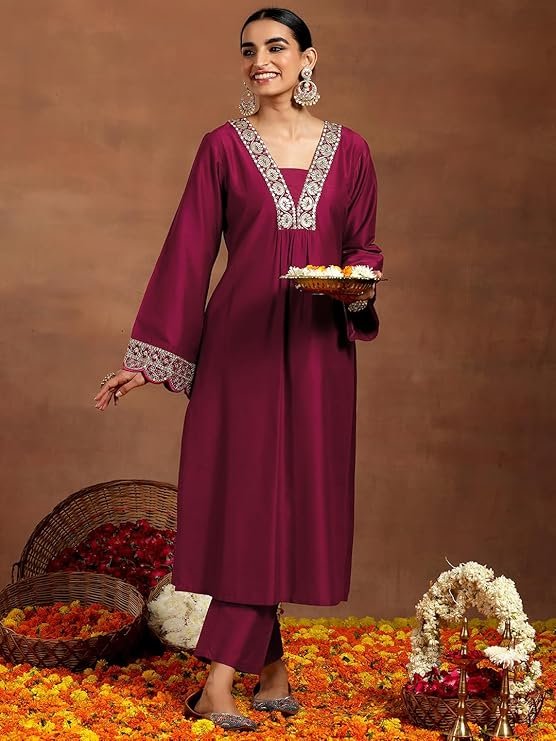 ANNI DESIGNER Pure Cotton Anarkali Kurta Palazzo Dupatta Set for Women