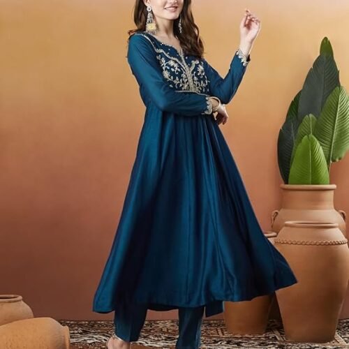 Wedani Rayon Anarkali Dress with Plazzo Pant for Women