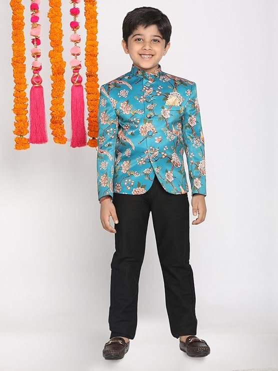 VASTRAMAY Boy's Cotton Printed Kurta Pyjama Set