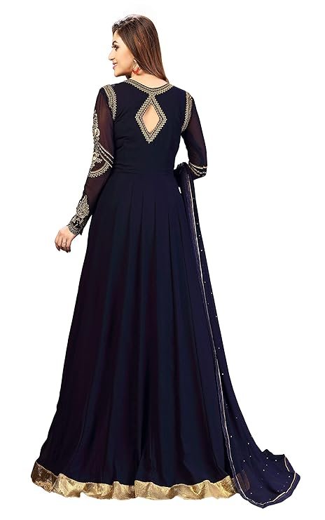 TRENDMALLS Women's Georgette Embroidery Salwar Suit Anarkali Kurta Set with Dupatta