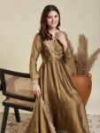 GoSriKi Women's Rayon Viscose Anarkali Printed Kurta with Palazzo & Dupatta