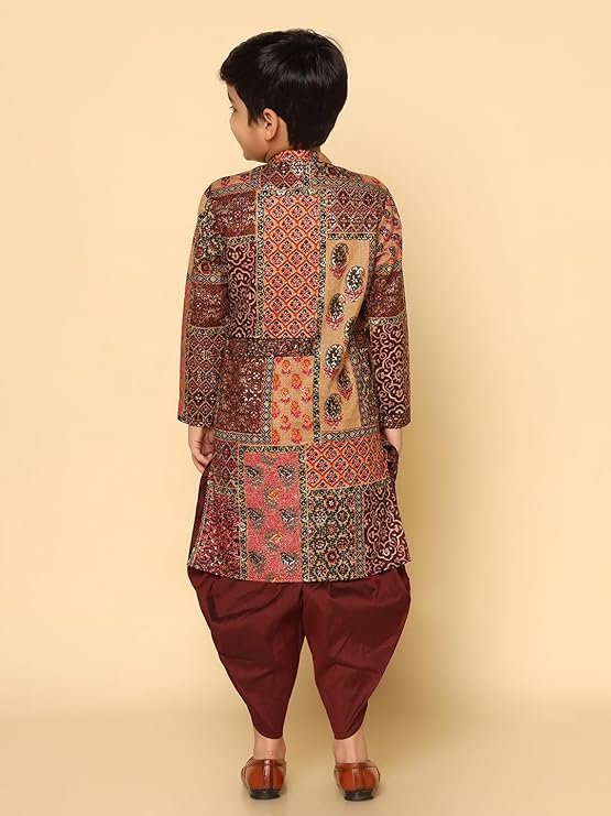 VASTRAMAY Boys Cotton Kurta Pyjama Set – Kantha Work Ethnic Wear for Janmashtami, Rakhi, Diwali & Festive Celebrations