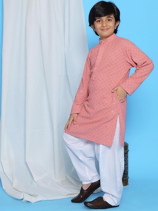 KGN Boys Cotton Blend Regular Self Desing/Kurta Pajama Set | KGN04 |