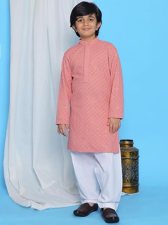 KGN Boys Cotton Blend Regular Self Desing/Kurta Pajama Set | KGN04 |