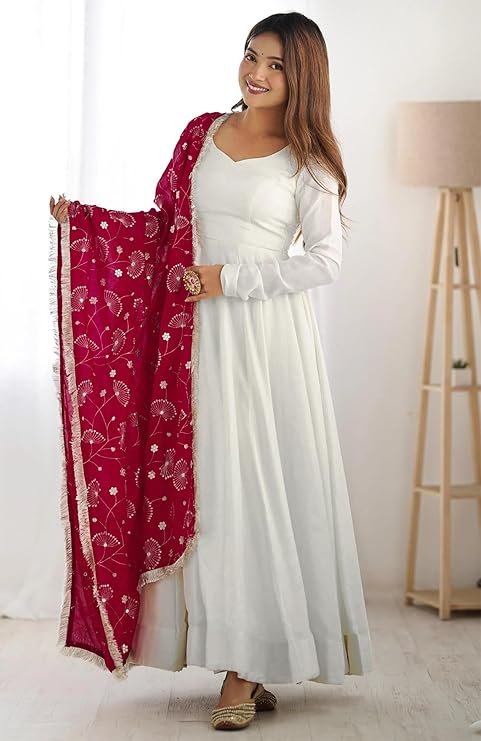 ANNI DESIGNER Women's Pure Cotton Anarkali Kurta Set for Women with Dupatta & Plazzo – Hand Block Print Suit Set | Stylish Dress | Cotton Kurta Set for Women