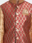 VASTRAMAY Black Cotton Silk Blend Boys Nehru Modi Jacket