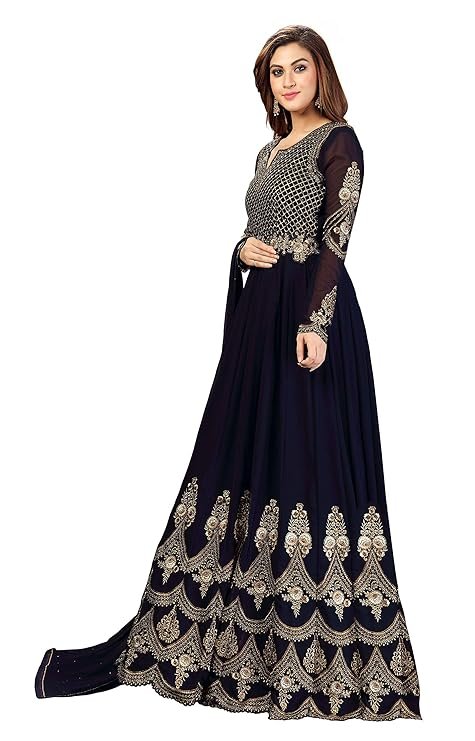 ANNI DESIGNER Women's Cotton Blend Anarkali Printed Kurta with Pant & Dupatta