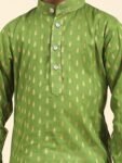 Superminis Boy's Rayon Kurta with Mirror Embroidery and Pyjama with Elastic Closure