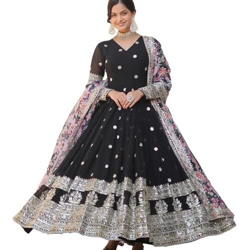 Fashion Basket Gergette Embroidered Long Anarkali