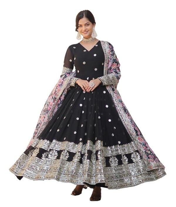 Fashion Basket Gergette Embroidered Long Anarkali