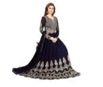 ANNI DESIGNER Women's Cotton Blend Anarkali Printed Kurta with Pant & Dupatta