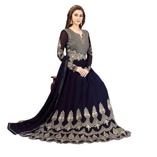 ANNI DESIGNER Women's Cotton Blend Anarkali Printed Kurta with Pant & Dupatta