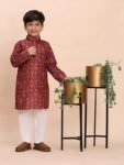 VASTRAMAY Boys' Muslin Kurta Patiala Set – Digital Floral Print, Eid Special Ethnic Wear