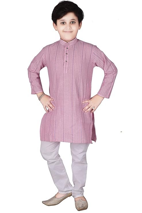 AJ DEZINES Boys Cotton Full Sleeve Solid Printed Kurta Pajama Set for Kids - Ethnic wear