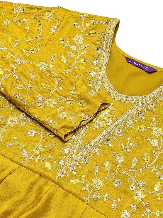 MOKOSH Women's Embroidered Anarkali and Pant with Dupatta Set(DM-471)